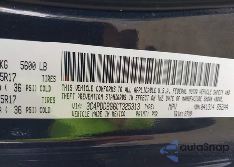 2012 Dodge Journey Sxt из США, поврежденный, VIN 3C4PDDBG6CT325313